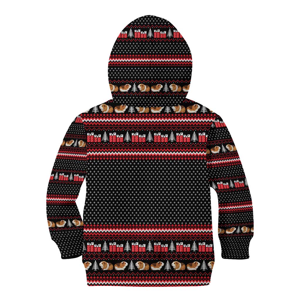 Guinea Pig Christmas Kid Hoodie with Santa Hats Tree and Festive Gift Pattern - Wonder Print Shop