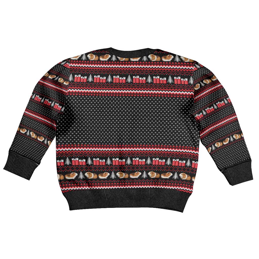 Guinea Pig Christmas Kid Ugly Christmas Sweater with Santa Hats Tree and Festive Gift Pattern - Wonder Print Shop