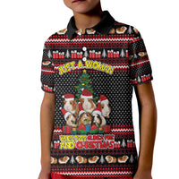 Guinea Pig Christmas Kid Polo Shirt with Santa Hats Tree and Festive Gift Pattern - Wonder Print Shop