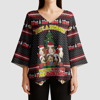 Guinea Pig Christmas Kimono Sleeve Blouse with Santa Hats Tree and Festive Gift Pattern - Wonder Print Shop