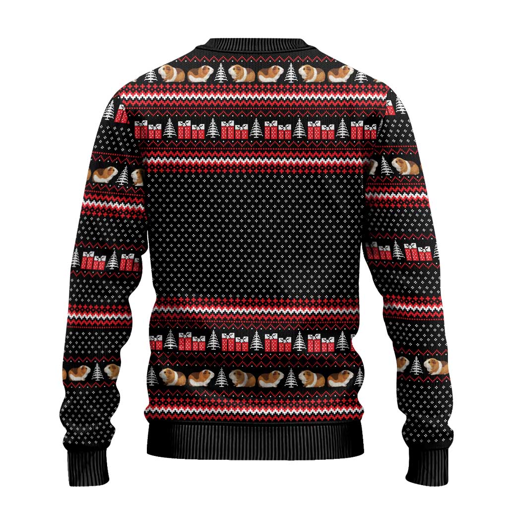 Guinea Pig Christmas Ugly Christmas Sweater with Santa Hats Tree and Festive Gift Pattern - Wonder Print Shop