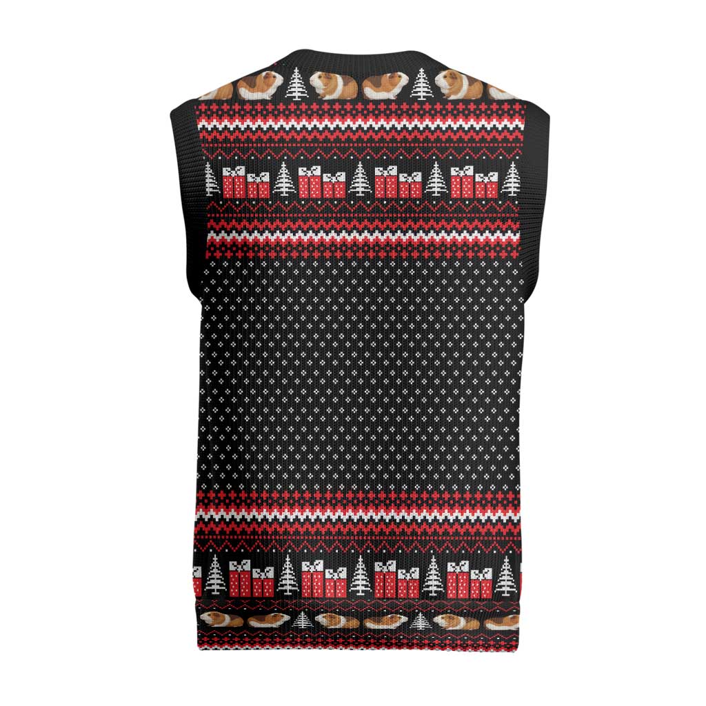 Guinea Pig Christmas Knitted V-Neck Vest with Santa Hats Tree and Festive Gift Pattern - Wonder Print Shop