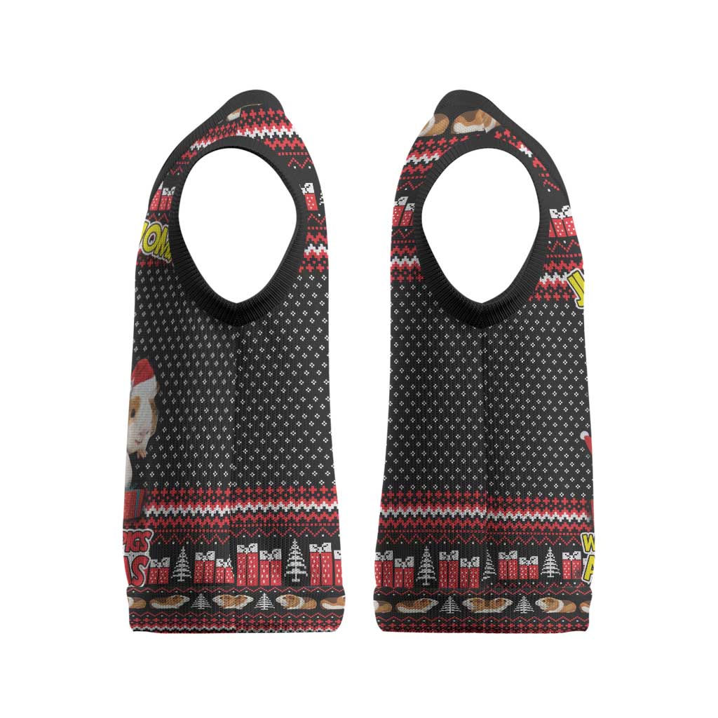 Guinea Pig Christmas Knitted V-Neck Vest with Santa Hats Tree and Festive Gift Pattern - Wonder Print Shop
