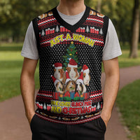 Guinea Pig Christmas Knitted V-Neck Vest with Santa Hats Tree and Festive Gift Pattern - Wonder Print Shop