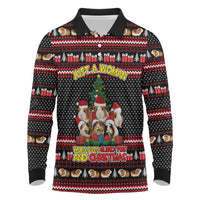 Guinea Pig Christmas Long Sleeve Polo Shirt with Santa Hats Tree and Festive Gift Pattern - Wonder Print Shop