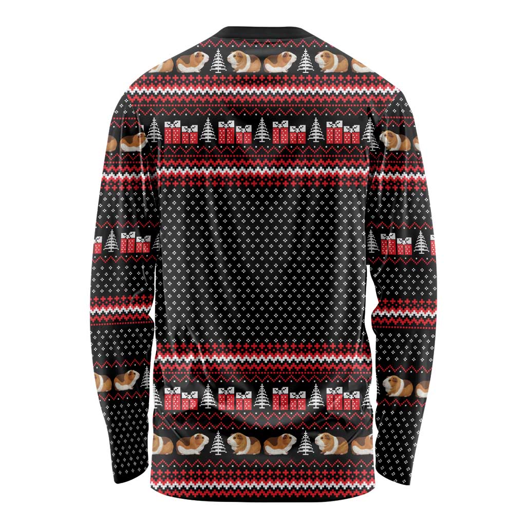Guinea Pig Christmas Long Sleeve Shirt with Santa Hats Tree and Festive Gift Pattern - Wonder Print Shop