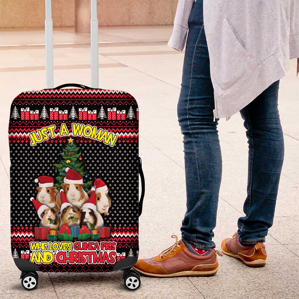 Guinea Pig Christmas Luggage Cover with Santa Hats Tree and Festive Gift Pattern - Wonder Print Shop