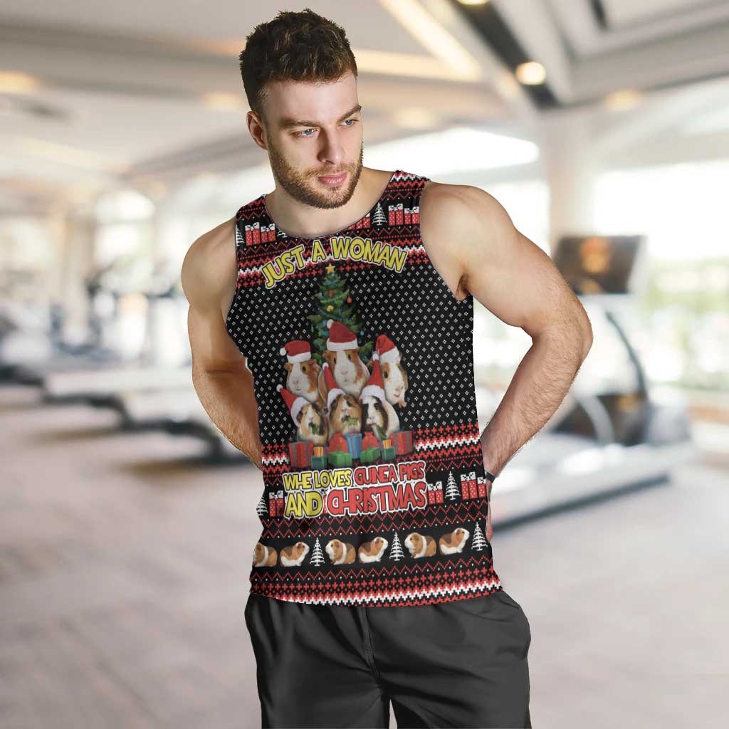 Guinea Pig Christmas Men Tank Top with Santa Hats Tree and Festive Gift Pattern - Wonder Print Shop