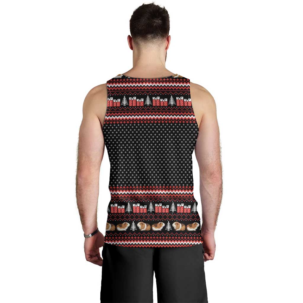 Guinea Pig Christmas Men Tank Top with Santa Hats Tree and Festive Gift Pattern - Wonder Print Shop