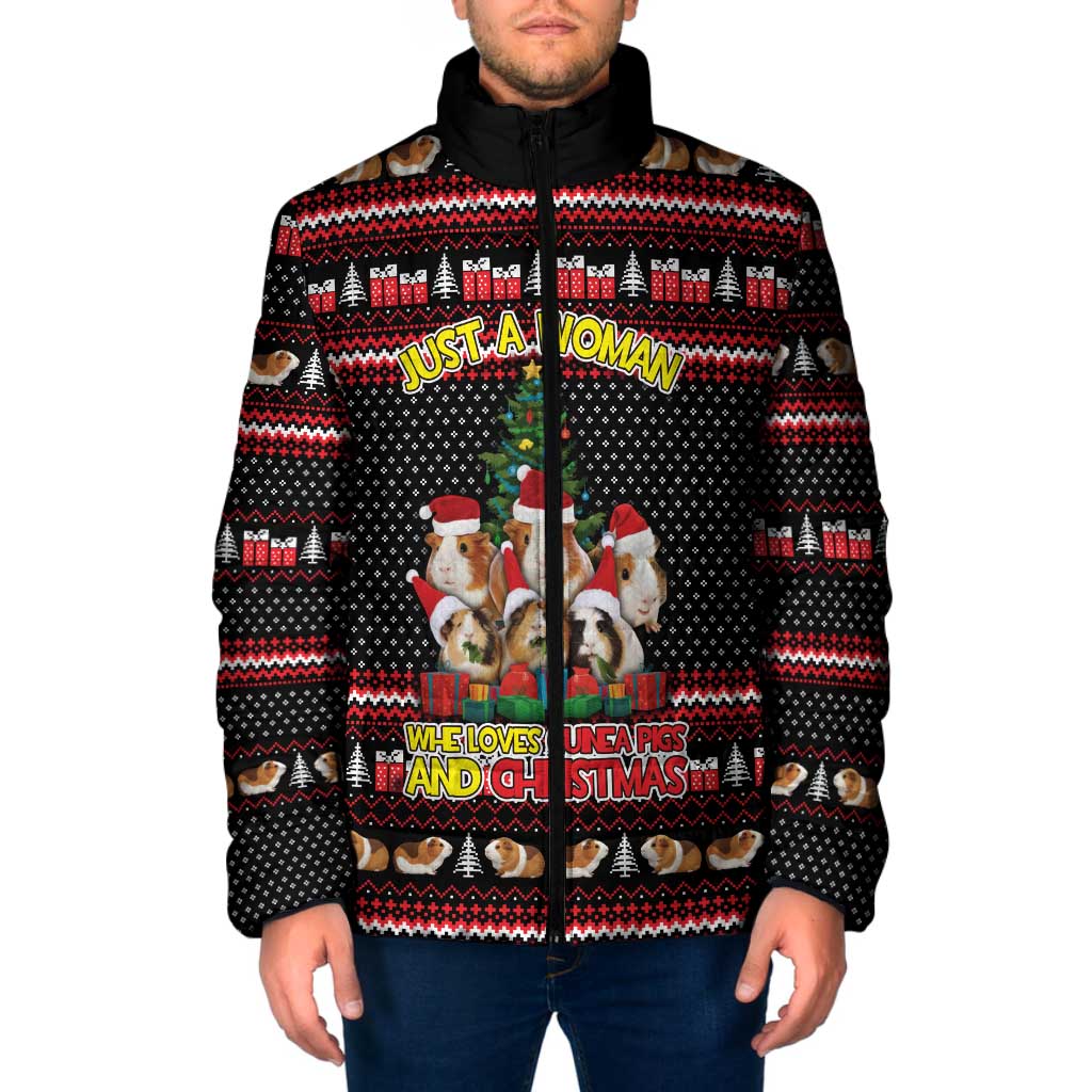 Guinea Pig Christmas Padded Jacket with Santa Hats Tree and Festive Gift Pattern - Wonder Print Shop