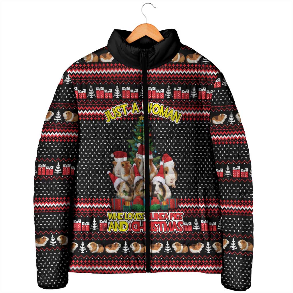 Guinea Pig Christmas Padded Jacket with Santa Hats Tree and Festive Gift Pattern - Wonder Print Shop