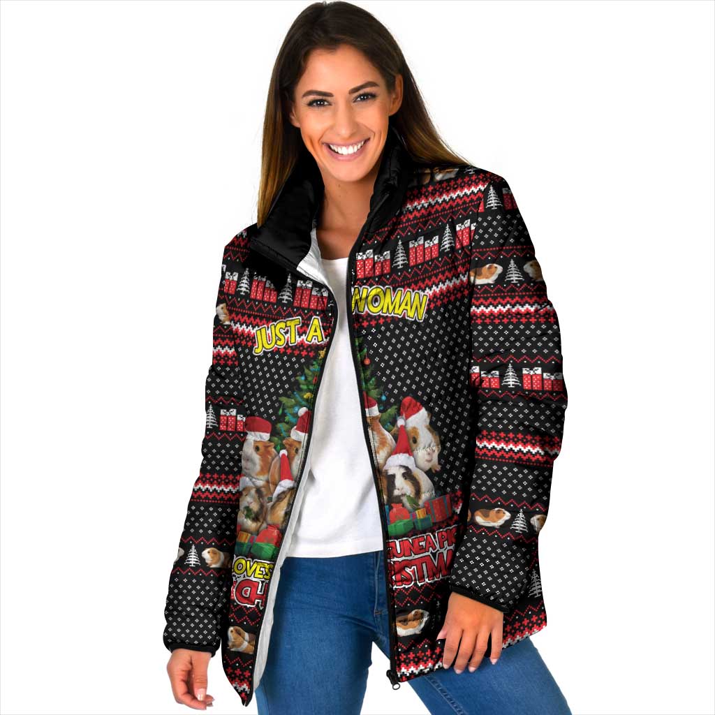 Guinea Pig Christmas Padded Jacket with Santa Hats Tree and Festive Gift Pattern - Wonder Print Shop