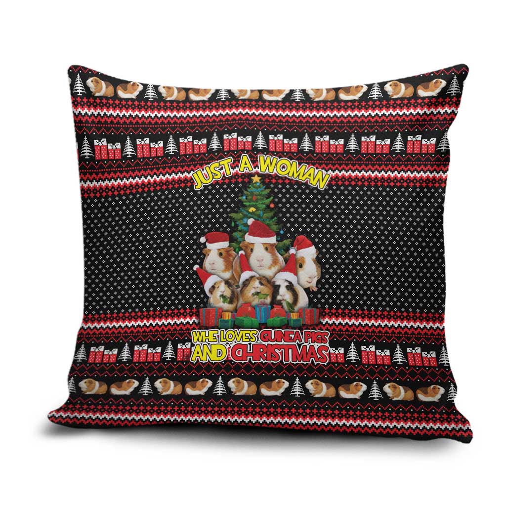 Guinea Pig Christmas Pillow Cover with Santa Hats Tree and Festive Gift Pattern - Wonder Print Shop
