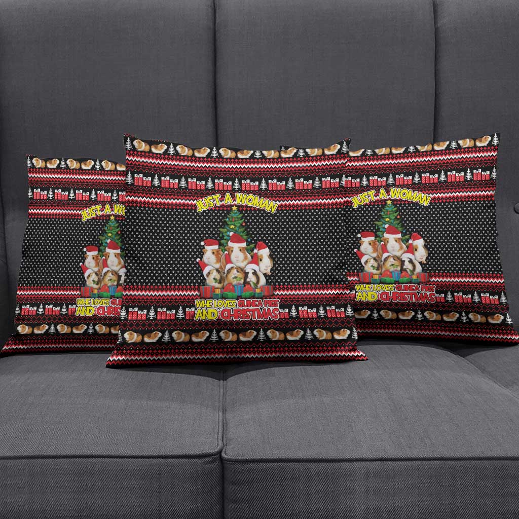 Guinea Pig Christmas Pillow Cover with Santa Hats Tree and Festive Gift Pattern - Wonder Print Shop