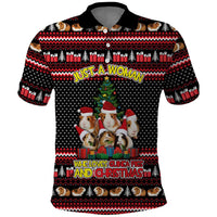 Guinea Pig Christmas Polo Shirt with Santa Hats Tree and Festive Gift Pattern - Wonder Print Shop