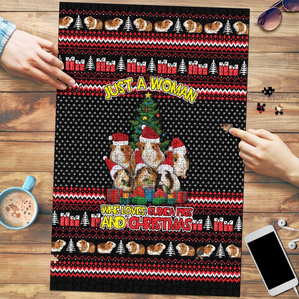 Guinea Pig Christmas Puzzle with Santa Hats Tree and Festive Gift Pattern - Wonder Print Shop