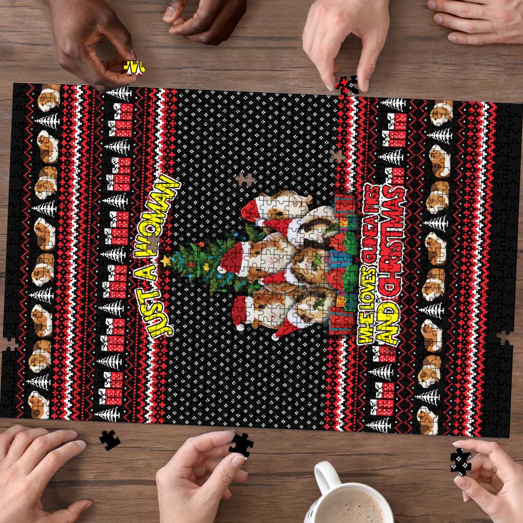 Guinea Pig Christmas Puzzle with Santa Hats Tree and Festive Gift Pattern - Wonder Print Shop