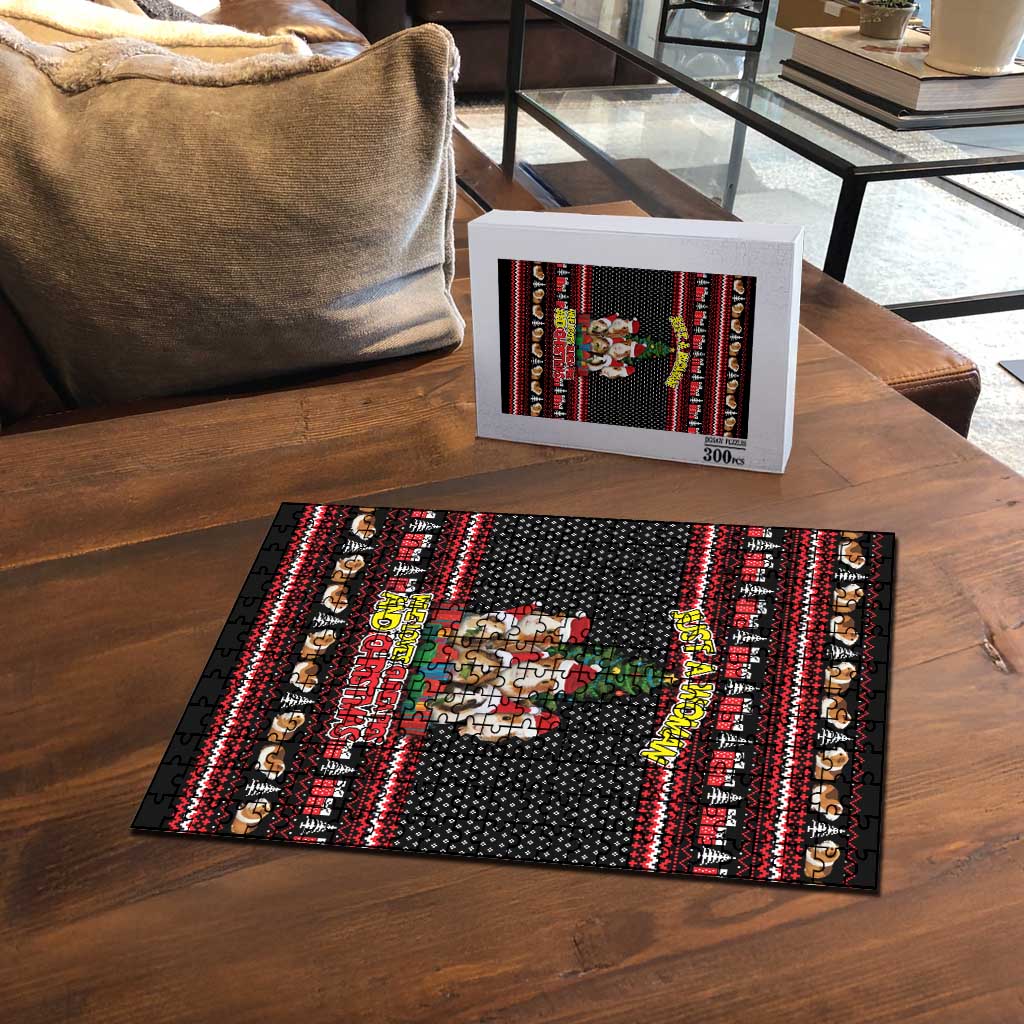 Guinea Pig Christmas Puzzle with Santa Hats Tree and Festive Gift Pattern - Wonder Print Shop