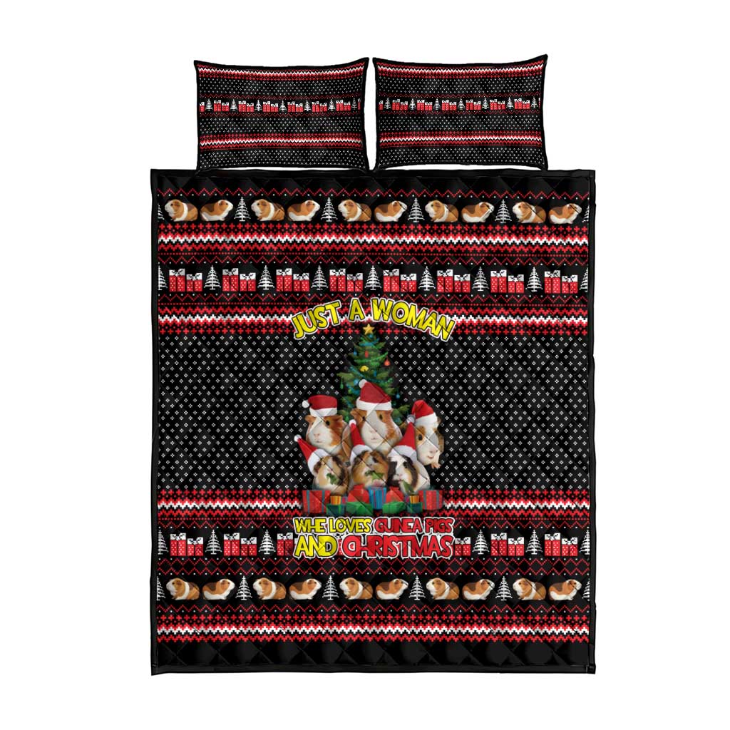 Guinea Pig Christmas Quilt Bed Set with Santa Hats Tree and Festive Gift Pattern - Wonder Print Shop