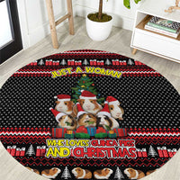 Guinea Pig Christmas Round Carpet with Santa Hats Tree and Festive Gift Pattern - Wonder Print Shop