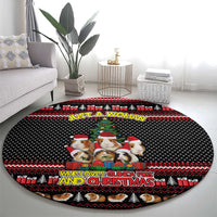 Guinea Pig Christmas Round Carpet with Santa Hats Tree and Festive Gift Pattern - Wonder Print Shop