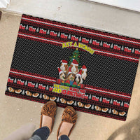 Guinea Pig Christmas Rubber Doormat with Santa Hats Tree and Festive Gift Pattern - Wonder Print Shop