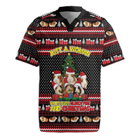 Guinea Pig Christmas Rugby Jersey with Santa Hats Tree and Festive Gift Pattern - Wonder Print Shop