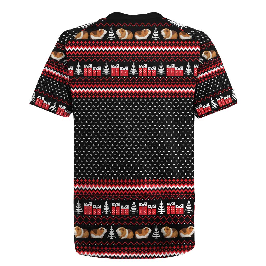 Guinea Pig Christmas Rugby Jersey with Santa Hats Tree and Festive Gift Pattern - Wonder Print Shop