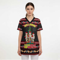 Guinea Pig Christmas Scrub Top with Santa Hats Tree and Festive Gift Pattern - Wonder Print Shop
