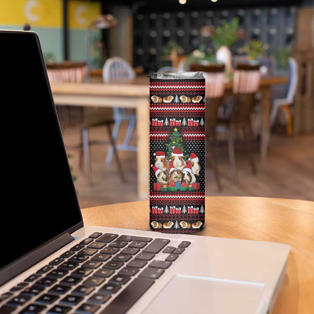 Guinea Pig Christmas Skinny Tumbler with Santa Hats Tree and Festive Gift Pattern - Wonder Print Shop