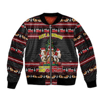 Guinea Pig Christmas Sleeve Zip Bomber Jacket with Santa Hats Tree and Festive Gift Pattern - Wonder Print Shop