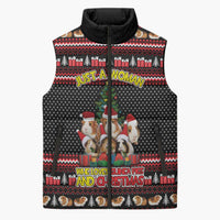 Guinea Pig Christmas Sleeveless Puffer Jacket with Santa Hats Tree and Festive Gift Pattern - Wonder Print Shop