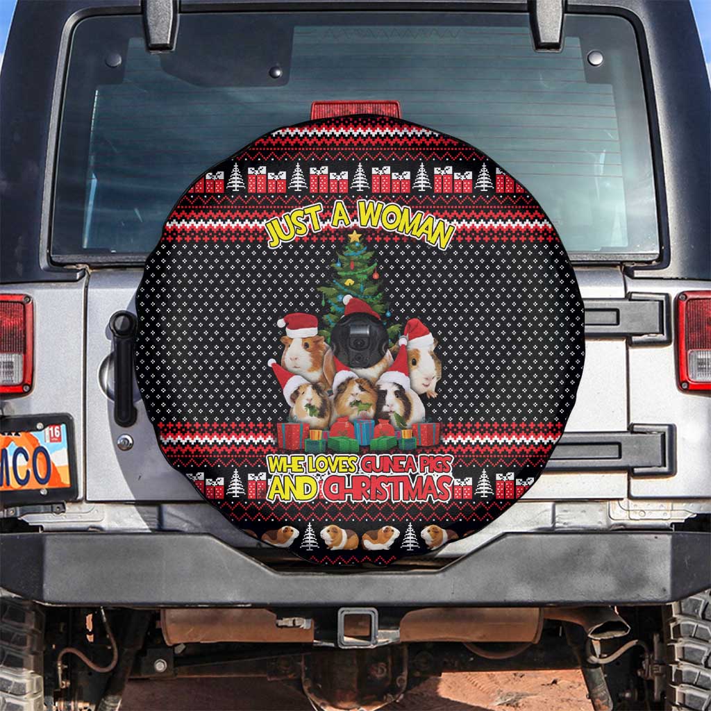 Guinea Pig Christmas Spare Tire Cover with Santa Hats Tree and Festive Gift Pattern - Wonder Print Shop