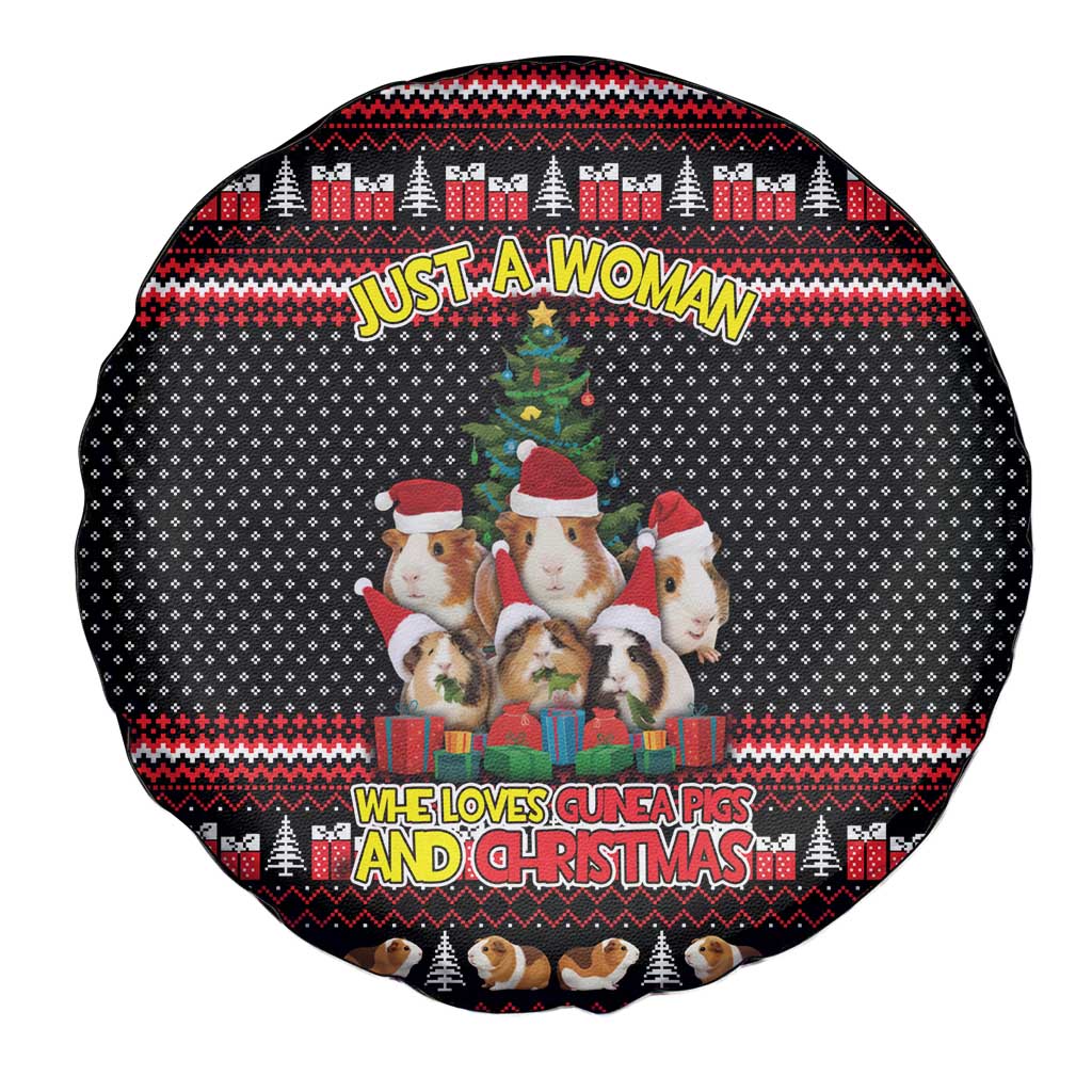 Guinea Pig Christmas Spare Tire Cover with Santa Hats Tree and Festive Gift Pattern - Wonder Print Shop