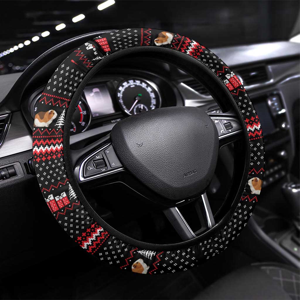 Guinea Pig Christmas Steering Wheel Cover with Santa Hats Tree and Festive Gift Pattern - Wonder Print Shop