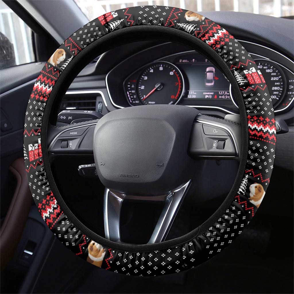 Guinea Pig Christmas Steering Wheel Cover with Santa Hats Tree and Festive Gift Pattern - Wonder Print Shop