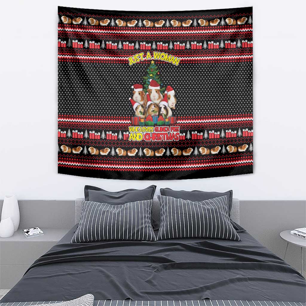 Guinea Pig Christmas Tapestry with Santa Hats Tree and Festive Gift Pattern - Wonder Print Shop