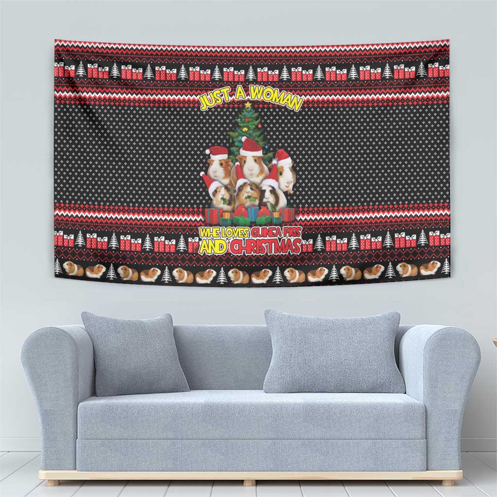 Guinea Pig Christmas Tapestry with Santa Hats Tree and Festive Gift Pattern - Wonder Print Shop
