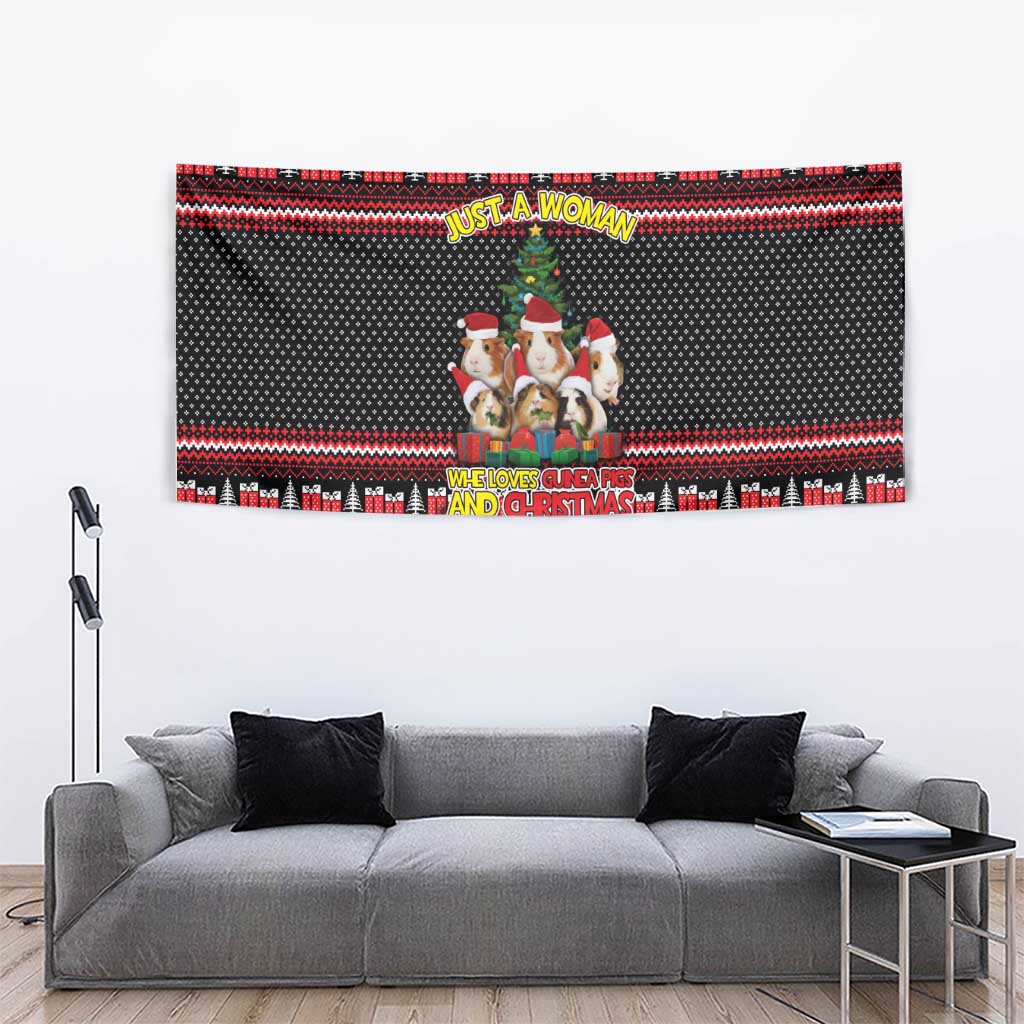 Guinea Pig Christmas Tapestry with Santa Hats Tree and Festive Gift Pattern - Wonder Print Shop