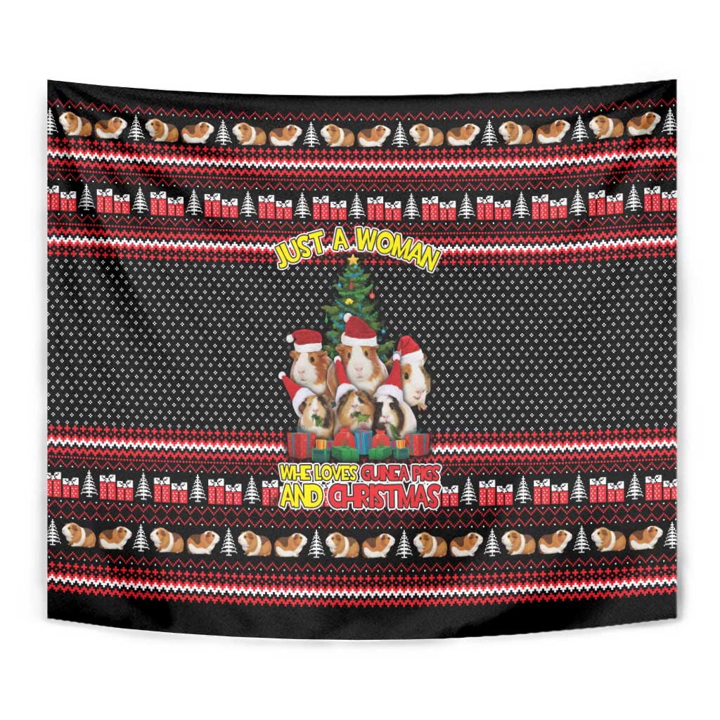 Guinea Pig Christmas Tapestry with Santa Hats Tree and Festive Gift Pattern - Wonder Print Shop