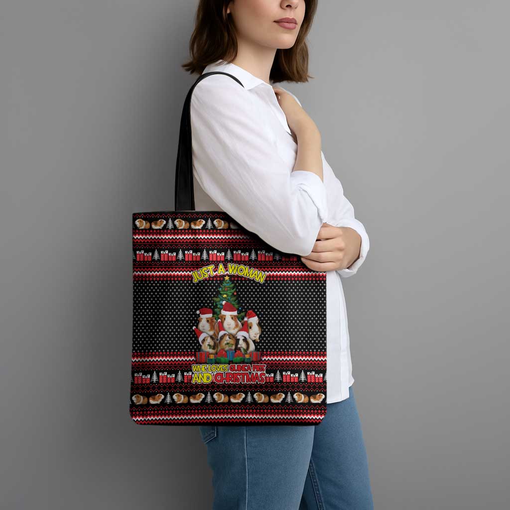 Guinea Pig Christmas Tote Bag with Santa Hats Tree and Festive Gift Pattern - Wonder Print Shop