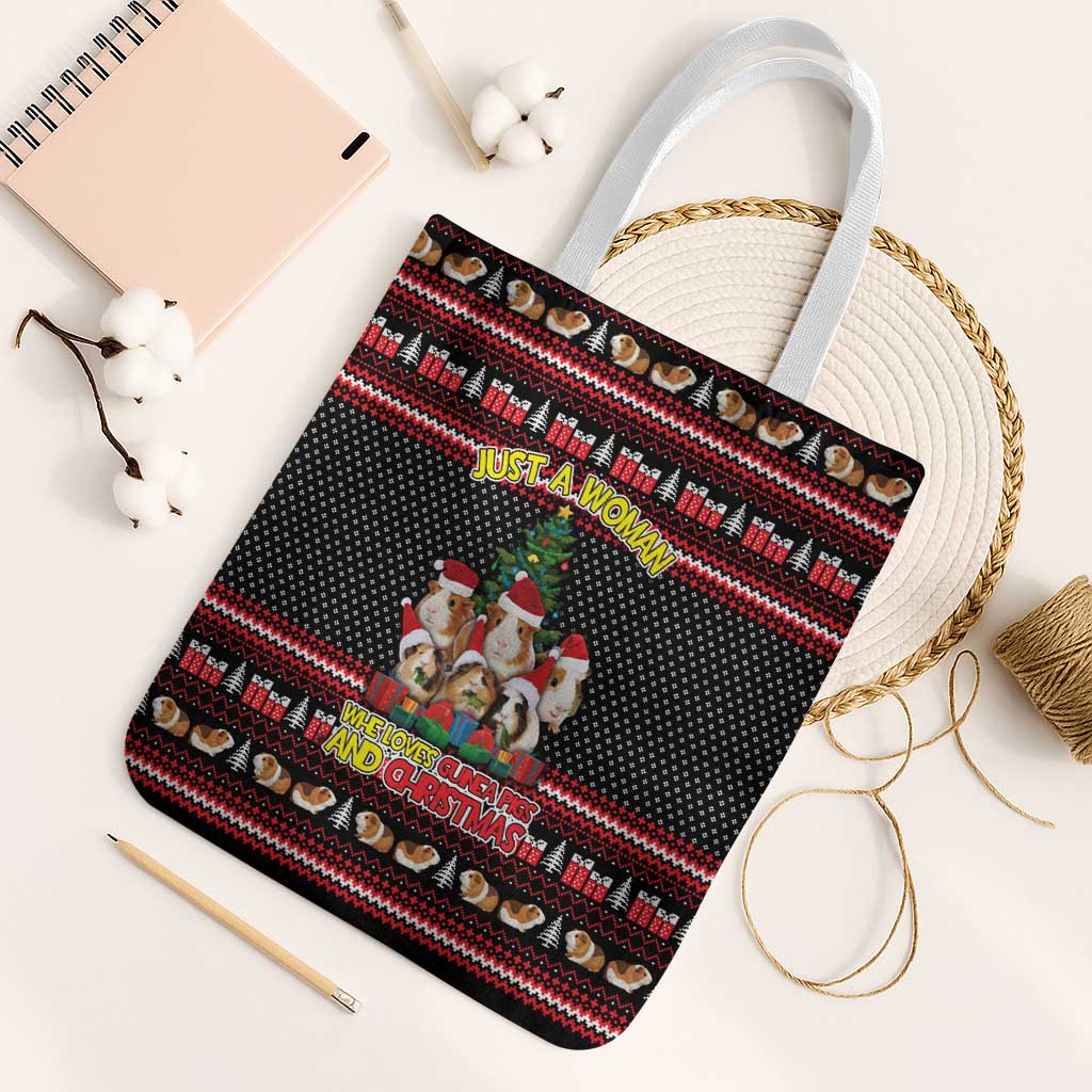 Guinea Pig Christmas Tote Bag with Santa Hats Tree and Festive Gift Pattern - Wonder Print Shop