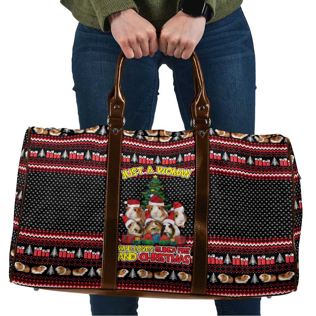 Guinea Pig Christmas Travel Bag with Santa Hats Tree and Festive Gift Pattern - Wonder Print Shop