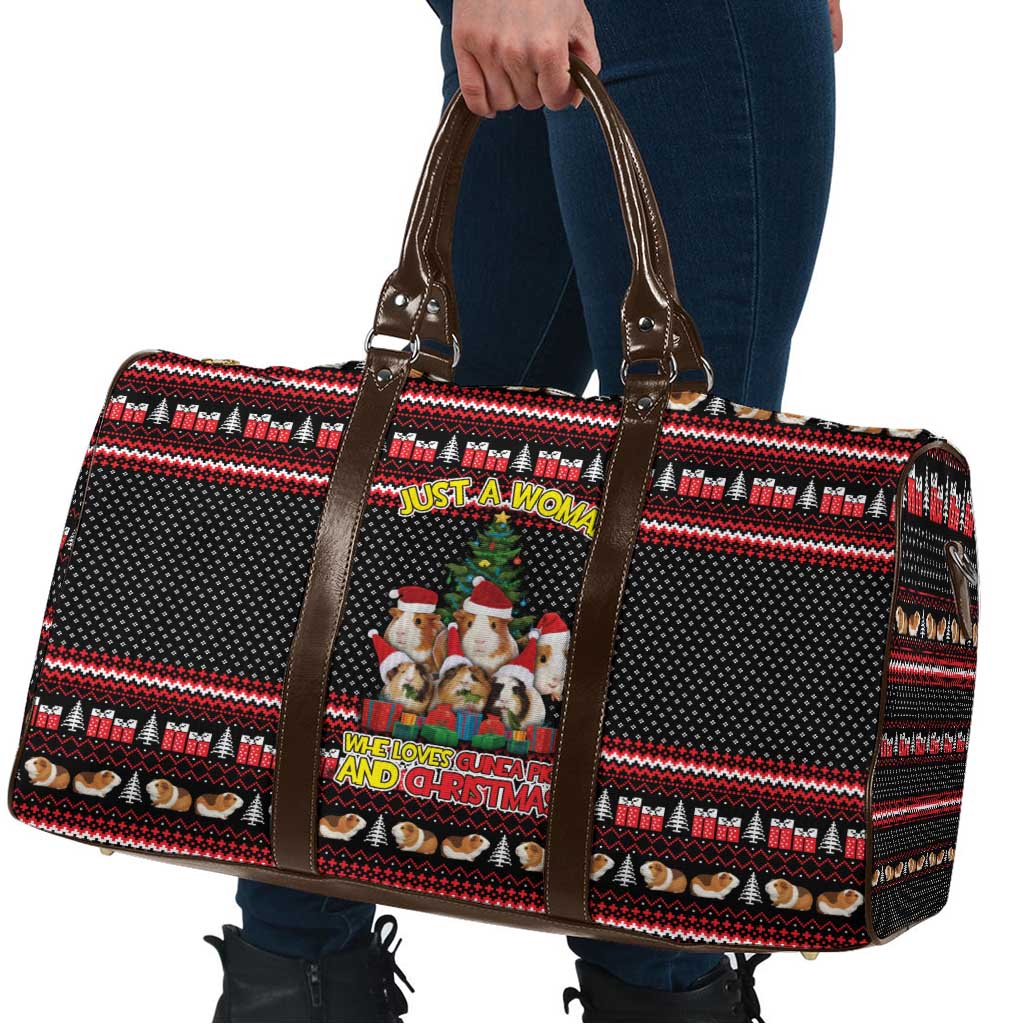 Guinea Pig Christmas Travel Bag with Santa Hats Tree and Festive Gift Pattern - Wonder Print Shop