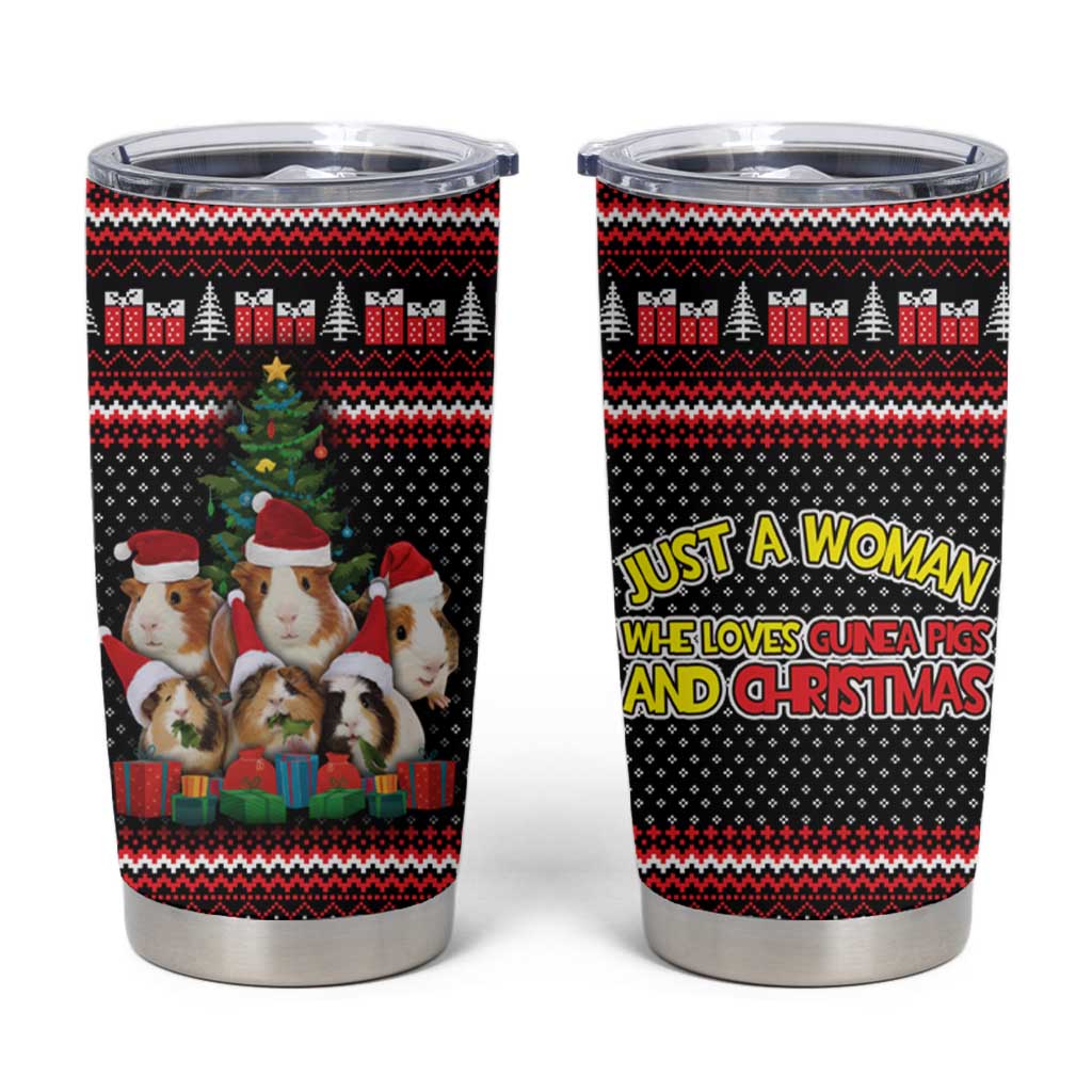 Guinea Pig Christmas Tumbler Cup with Santa Hats Tree and Festive Gift Pattern - Wonder Print Shop
