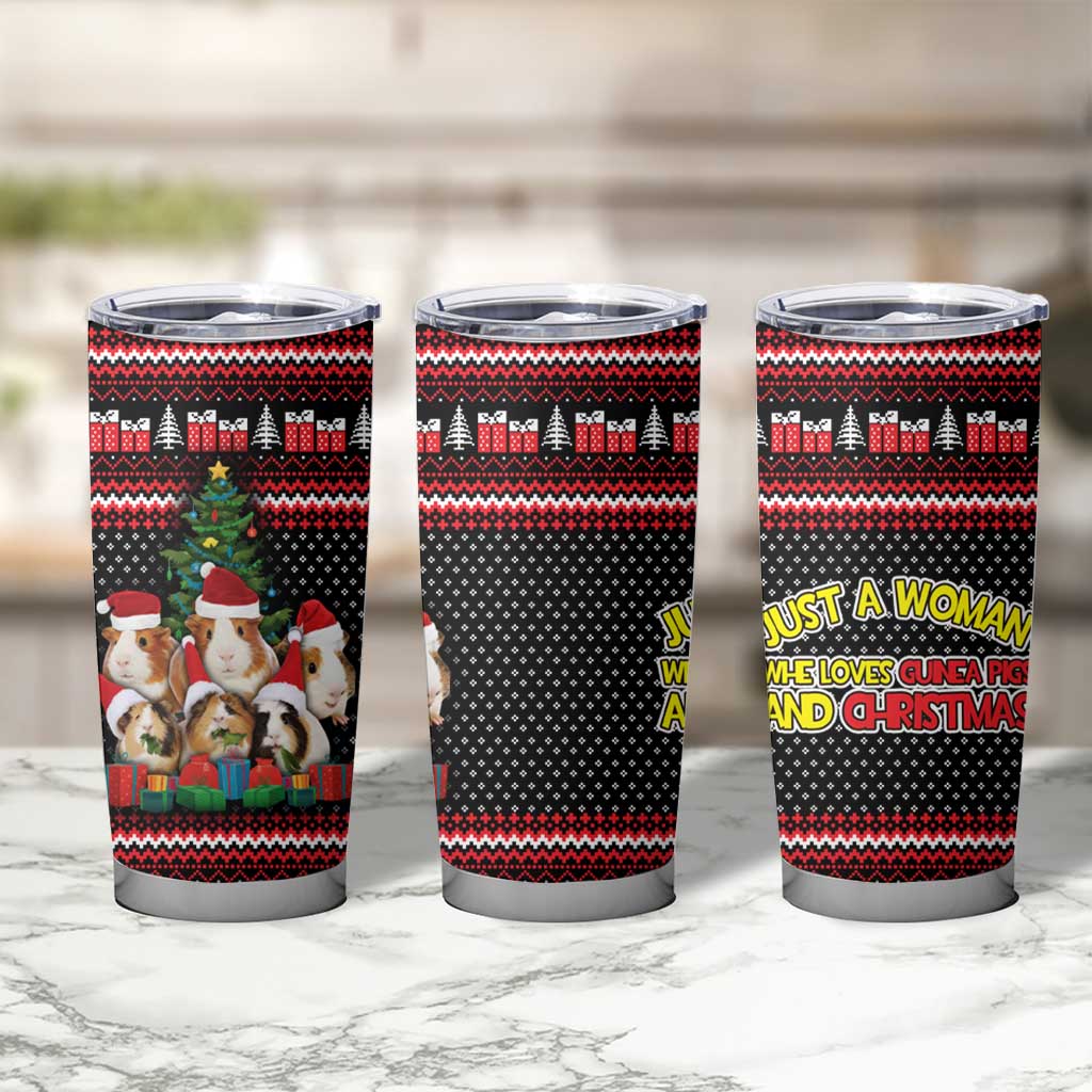 Guinea Pig Christmas Tumbler Cup with Santa Hats Tree and Festive Gift Pattern - Wonder Print Shop