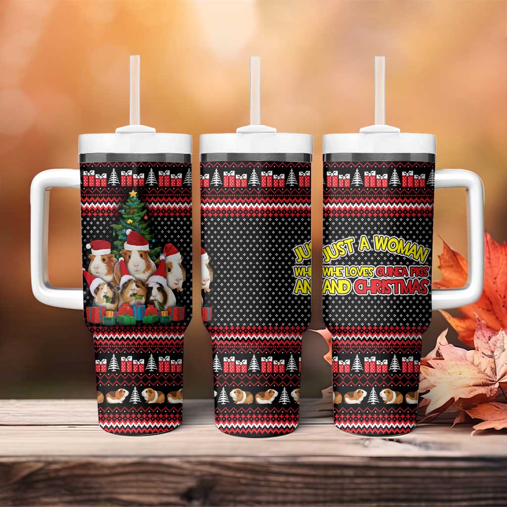 Guinea Pig Christmas Tumbler With Handle with Santa Hats Tree and Festive Gift Pattern - Wonder Print Shop