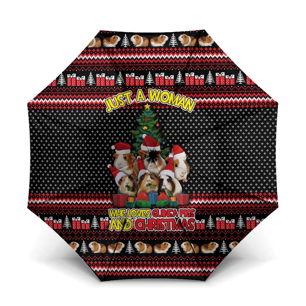 Guinea Pig Christmas Umbrella with Santa Hats Tree and Festive Gift Pattern - Wonder Print Shop