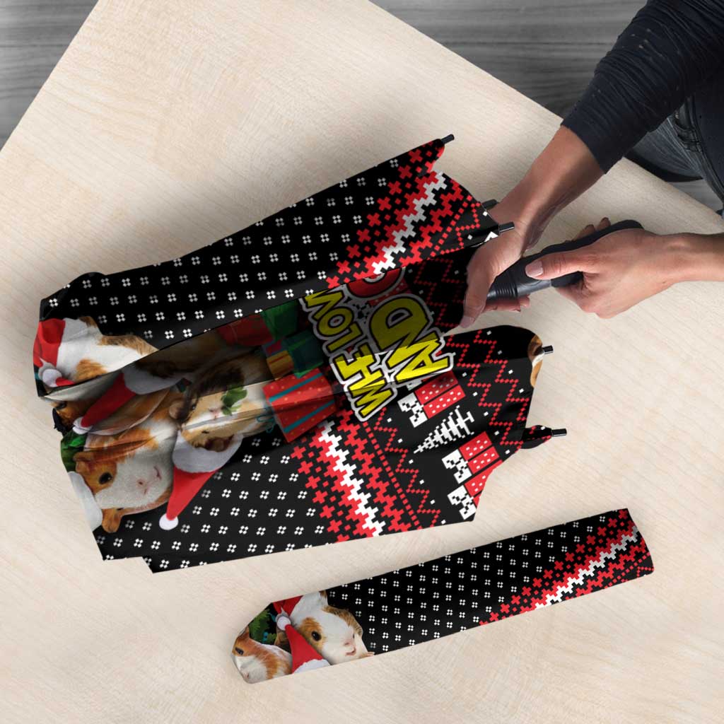 Guinea Pig Christmas Umbrella with Santa Hats Tree and Festive Gift Pattern - Wonder Print Shop