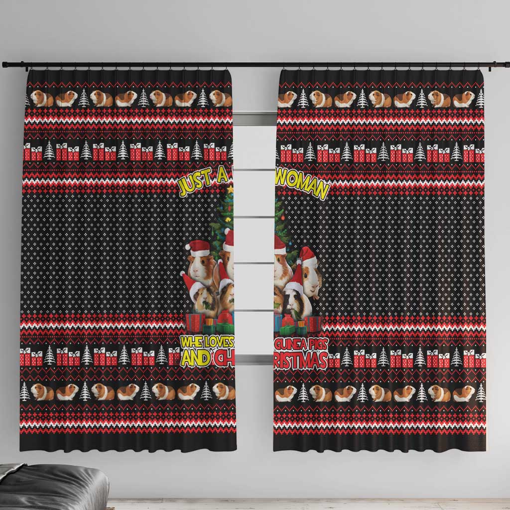 Guinea Pig Christmas Window Curtain with Santa Hats Tree and Festive Gift Pattern - Wonder Print Shop